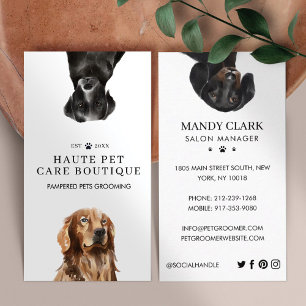 Peeking Watercolor Dogs Pet Care Grooming & Salon 名刺