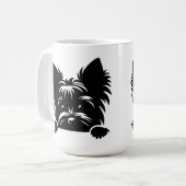 Peeking Yorkie Black and White コーヒーマグカップ (正面左)