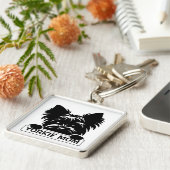 Peeking Yorkie Black Silhouette Yorkie Mom キーホルダー (側面)