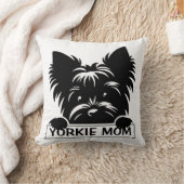 Peeking Yorkie Black Silhouette Yorkie Mom  クッション (ブランケット)
