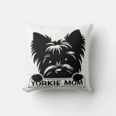 Peeking Yorkie Black Silhouette Yorkie Mom  クッション (正面)