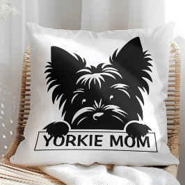 Peeking Yorkie Black Silhouette Yorkie Mom  クッション