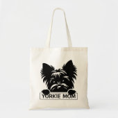 Peeking Yorkie Black Silhouette Yorkie Mom  トートバッグ (正面)