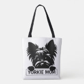Peeking Yorkie Black Silhouette Yorkie Mom トートバッグ (裏面)