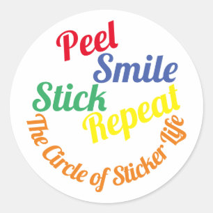 “Peel+Smile+Stick+Repeat”ステッカー ラウンドシール