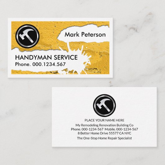 Peeling Wall Paint Splatter Home Repair 名刺 (正面/裏面)