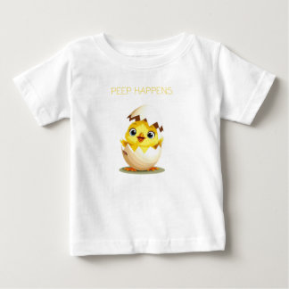 "Peep Happens" かわいいひよこ ベビーTシャツ