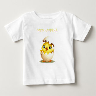 Peep Happens" Cute Chick Baby T-Shirt ベビーTシャツ