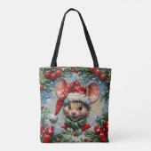 Peeping Christmas Mouse トートバッグ (裏面)