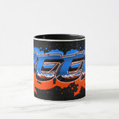 Peer Vorname Name Graffiti blue orange Tasse マグカップ (中央)