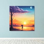 Peering into the Horizon - Illustration Style Art キャンバスプリント (インサイチュ (ウッドフロア))