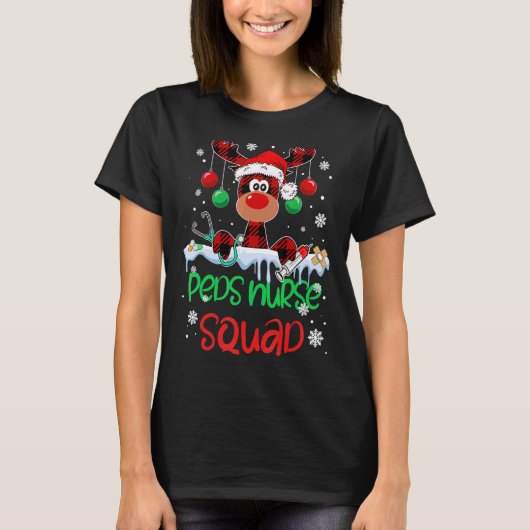 PEETSナース分隊クリスマストナカイ一致パジャム Tシャツ (正面)
