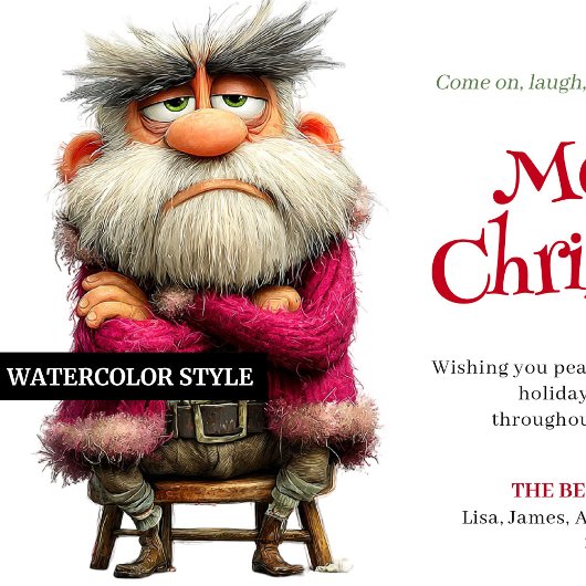 Peeved Santa funny editable Christmas greeting シーズンカード