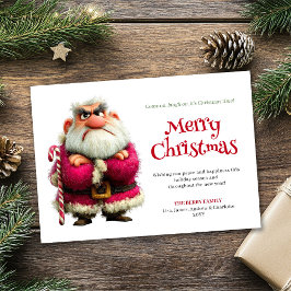 Peeved Santa funny editable Christmas greeting  シーズンカード