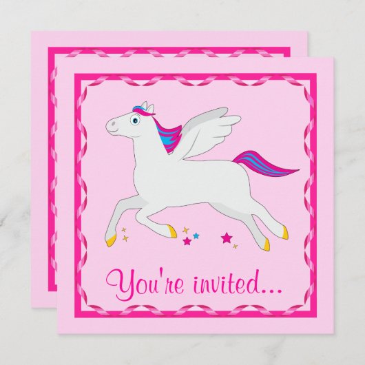 Pegasus誕生日のカスタマイズ 招待状 (正面/裏面)