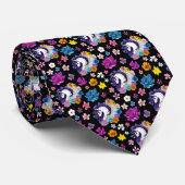 Pegasus Black Floral ネクタイ (ロール)