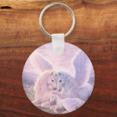 Pegasus Family – Soft Pastel Fantasy Canvas Art キーホルダー (正面)