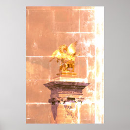 Pegasus Gilded bronze statue skulptur Paris Pont ポスター