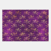 Pegasus & Gold Floral Pattern in Purple & Pink ラッピングペーパーシート (正面)