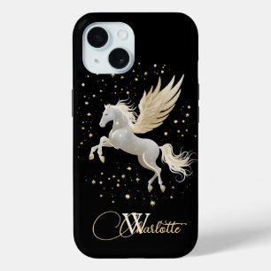 Pegasus Mystique:金ゴールドの天体の優雅さ iPhone 15ケース