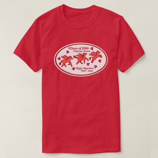 Pegasus Posse ルビー再会Tシャツ (カーディナルレッド) Tシャツ (デザイン正面)