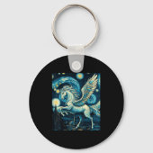 Pegasus Under Starry Night Sky Art Graphic Christm キーホルダー (正面)