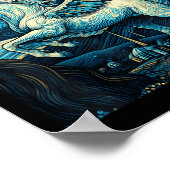 Pegasus Under Starry Night Sky Art Graphic Christm ポスター (角)