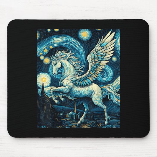 Pegasus Under Starry Night Sky Art Graphic Christm マウスパッド (正面)