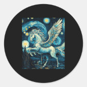 Pegasus Under Starry Night Sky Art Graphic Christm ラウンドシール (正面)