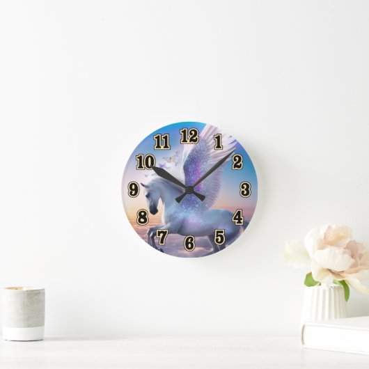 Pegasus with Rainbow ラウンド壁時計 (ホーム)