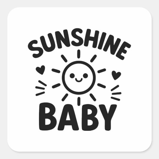 Pegatina adorable con sol para bebés y niños スクエアシール (正面)