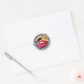 pegatina,boca roja con frutilla, corona y arcoiris ラウンドシール (封筒)