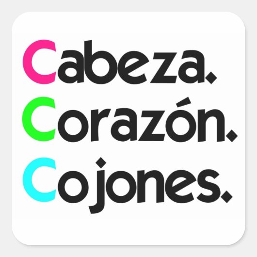 Pegatina "Cabeza Corazón Cojones" スクエアシール (正面)