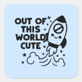 Pegatina cohete kawaii – Out of this world cute スクエアシール (正面)
