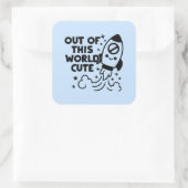 Pegatina cohete kawaii – Out of this world cute スクエアシール (バッグ)