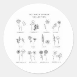 pegatina con la flor de cada mes ラウンドシール