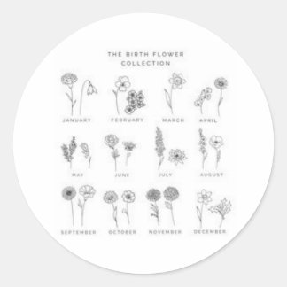 pegatina con la flor de cada mes ラウンドシール