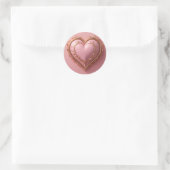 Pegatina corazón rosa con detalles dorados estétic ラウンドシール (バッグ)
