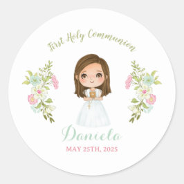 Pegatina DANIELA Primera comunión ラウンドシール