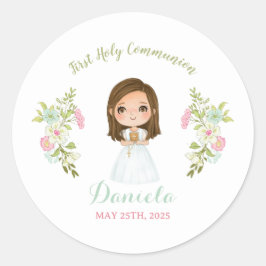 Pegatina DANIELA Primera comunión ラウンドシール