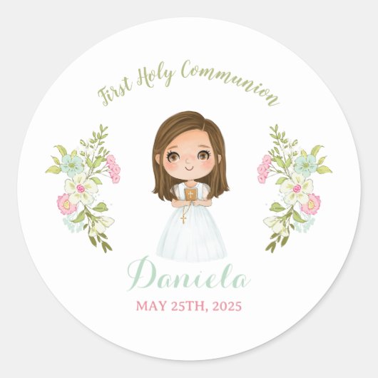 Pegatina DANIELA Primera comunión ラウンドシール (正面)