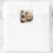 Pegatina de gato siamés スクエアシール (バッグ)