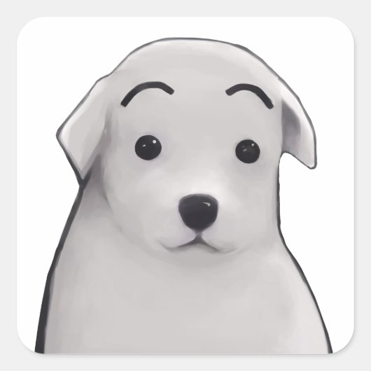 Pegatina de perrito sorprendido  スクエアシール (正面)