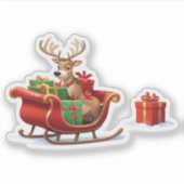 Pegatina Festive Christmas Reindeer Sticker シール (正面)