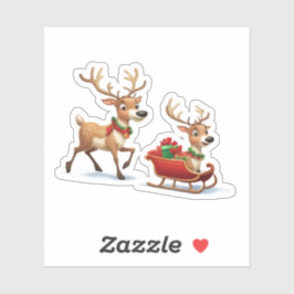 Pegatina Festive Christmas Reindeer Sticker シール