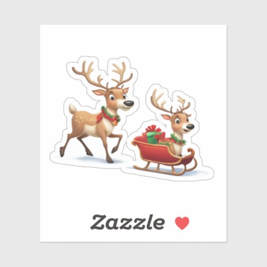 Pegatina Festive Christmas Reindeer Sticker シール (シート)