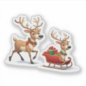 Pegatina Festive Christmas Reindeer Sticker シール (正面)