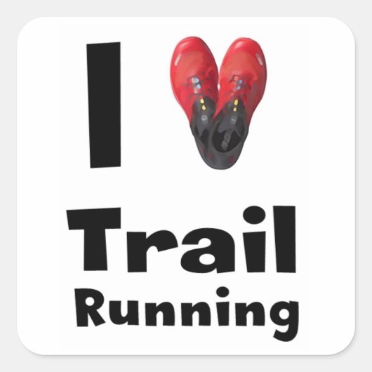 Pegatina "I love Trail Running" スクエアシール (正面)