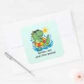 Pegatina infantil de dinosaurio veraniego con flot スクエアシール (封筒)