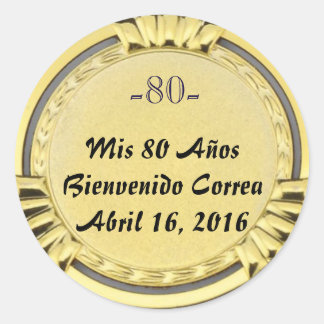 pegatina o sticker de medalla dorada cumpleaños ラウンドシール